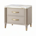 Comodino 60 x 45 x 60 cm in legno beige con piano effetto marmo - due cassetti stile classico contemporaneo
