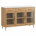 Credenza 160 x 40 x 85 cm in legno marrone con piano effetto marmo - contenitore moderno