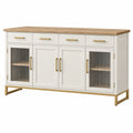 Credenza 160 x 40 x 90 cm in legno bianco e vetro rigato - mobile contenitore moderno