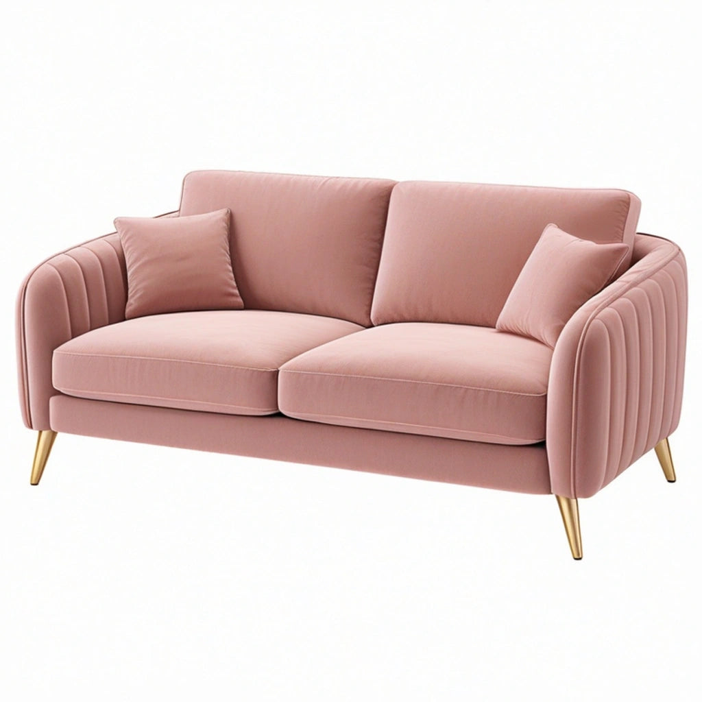 Divano 2 posti 170 x 85 x 82 cm in tessuto rosa stile moderno