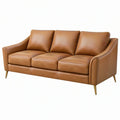 Divano 3 posti 220x90x85 cm in similpelle marrone stile moderno