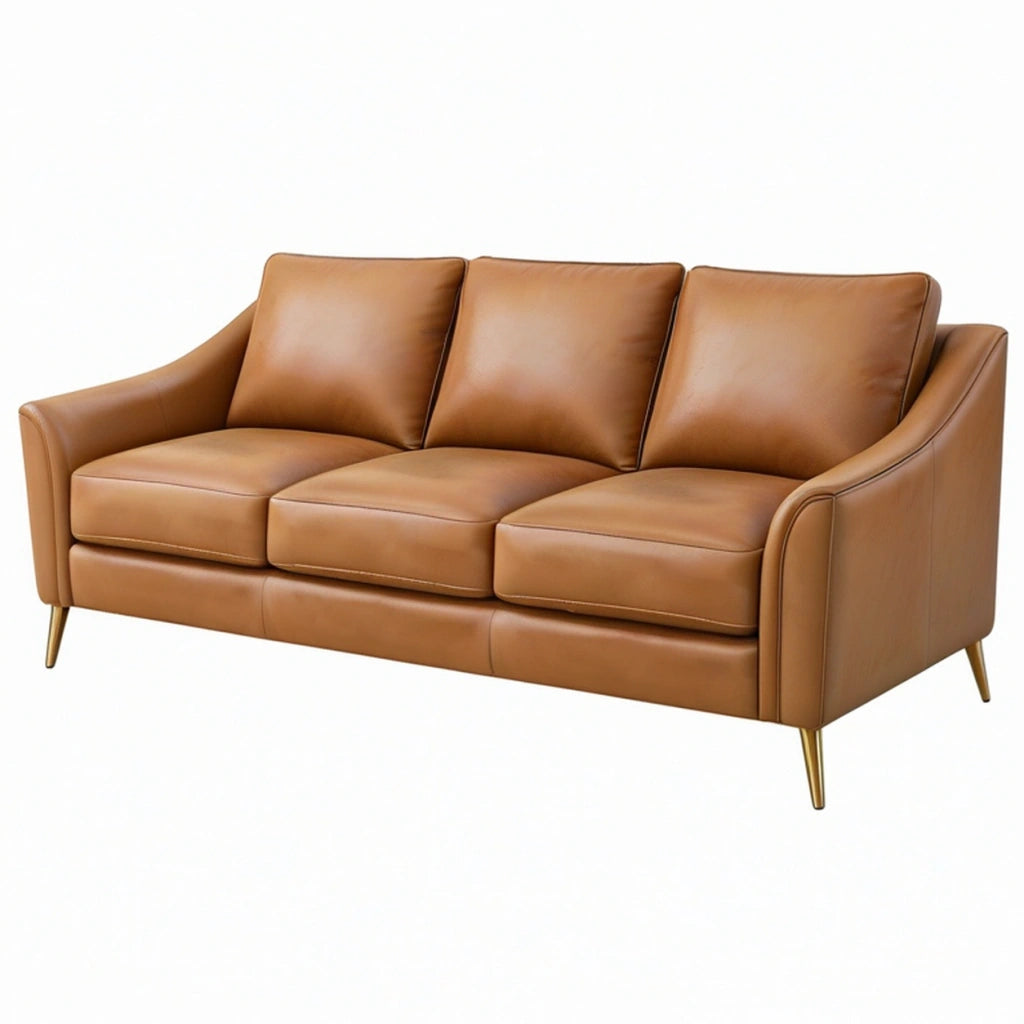 Divano 3 posti 220x90x85 cm in similpelle marrone stile moderno