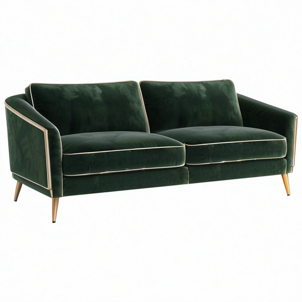Divano 2 posti 160 x 85 x 82 cm in velluto verde scuro stile moderno