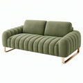 Divano 2 posti 170 x 90 x 78 cm in tessuto verde oliva con base in metallo dorato stile moderno