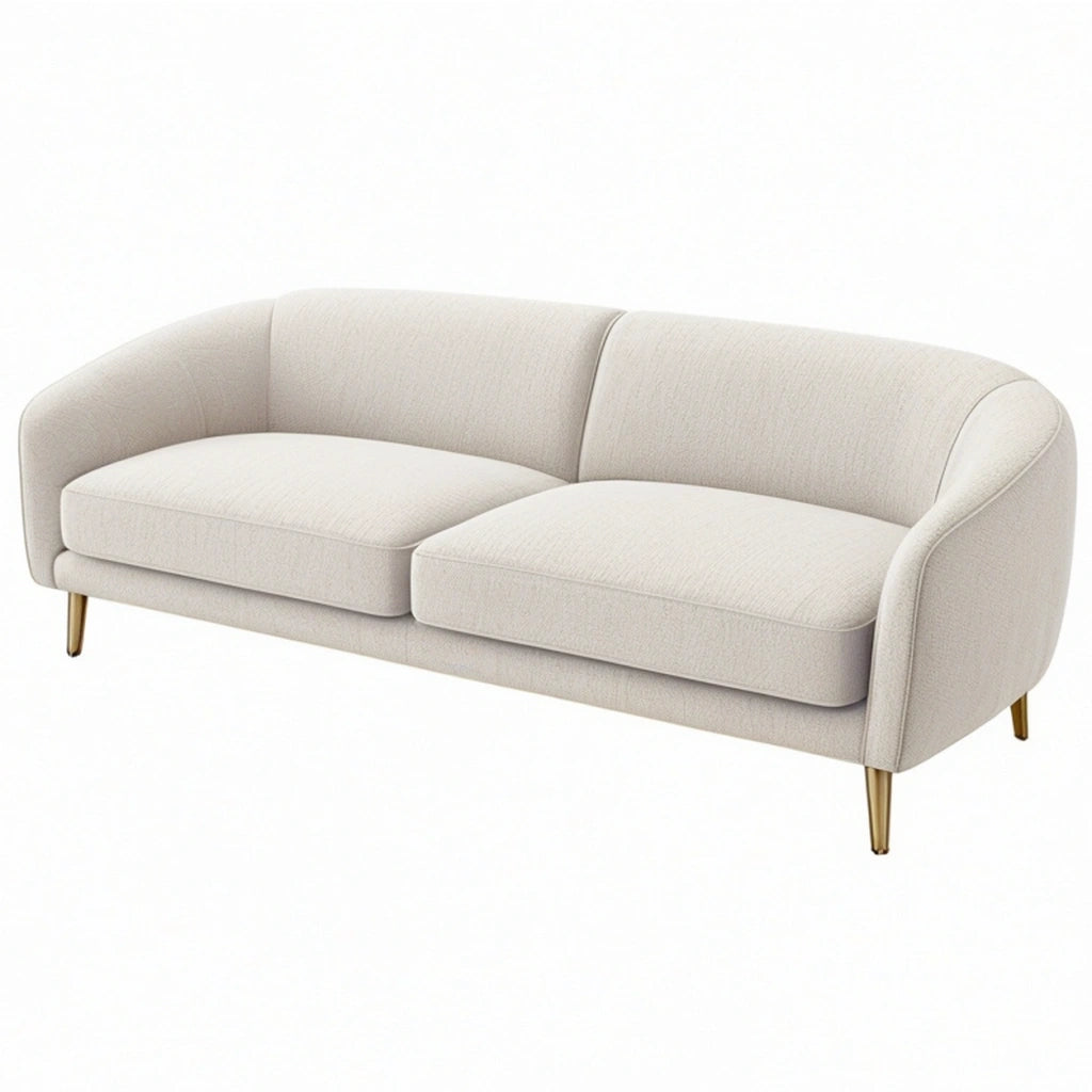 Divano due posti 180 x 85 x 78 cm in tessuto avorio con gambe metalliche stile moderno