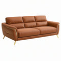 Divano 3 posti 210 cm in effetto pelle marrone - stile moderno con gambe dorate