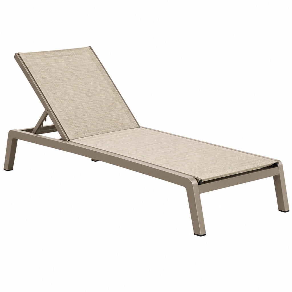 Lettino prendisole 200 x 65 cm in alluminio e tessuto beige reclinabile da esterno