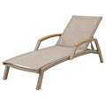 Lettino prendisole 190 x 65 cm in metallo beige con schienale regolabile per esterno