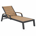 Lettino prendisole 200 x 65 cm in legno e metallo nero per esterno