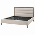 Letto matrimoniale 160 x 200 cm imbottito beige con rete a doghe stile moderno