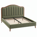 Letto matrimoniale 160 x 200 cm in tessuto verde con testiera imbottita e doghe