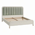 Letto matrimoniale 160 x 200 cm in legno bianco con testiera imbottita verde - stile moderno