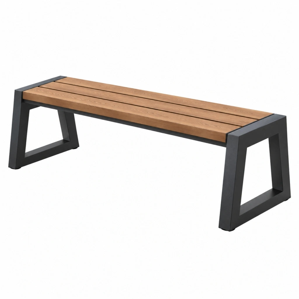 Panca 180 x 40 x 45 cm in legno marrone e metallo nero stile industriale