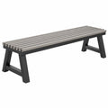 Panca da giardino 180 x 35 x 45 cm in legno composito grigio e acciaio nero - design a doghe
