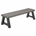 Panca da giardino 180 x 35 x 45 cm in legno grigio e metallo nero - stile moderno
